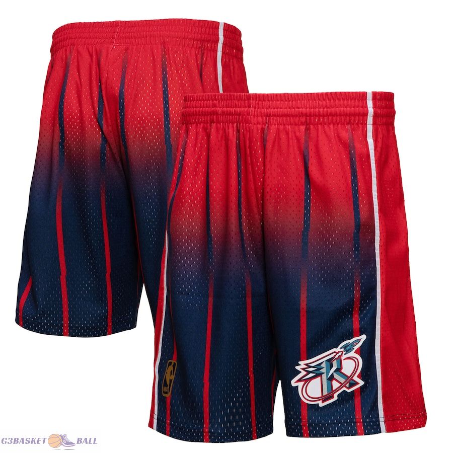 Men's Houston Rockets Mitchell & Ness Red/Navy 1996/97 Hardwood Classics Fadeaway Reload 3.0 Swingman Shorts