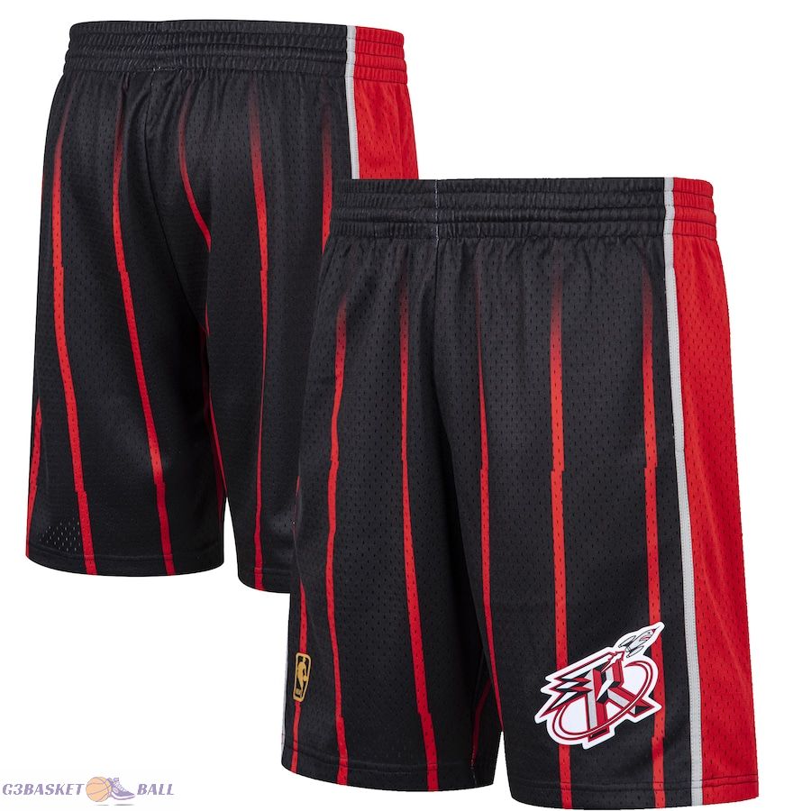 Men's Houston Rockets Mitchell & Ness Black Hardwood Classic Reload Swingman Shorts