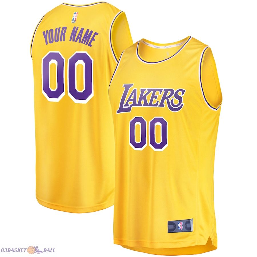 Men's Los Angeles Lakers Fanatics Gold Fast Break Custom Replica Jersey - Icon Edition