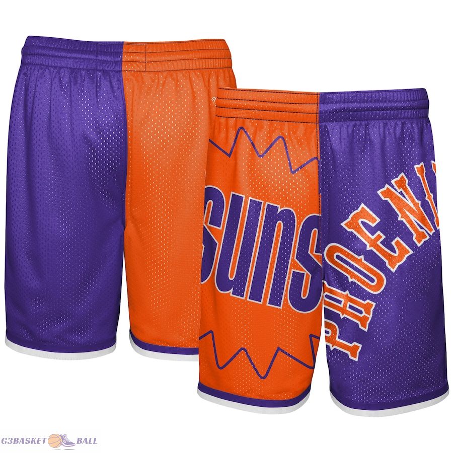 Youth Phoenix Suns Mitchell & Ness Orange/Purple Hardwood Classics Big Face 5.0 Shorts Youth Phoenix Suns Mitchell & Ness Orange/Purple Hardwood Classics Big Face 5.0 Shorts