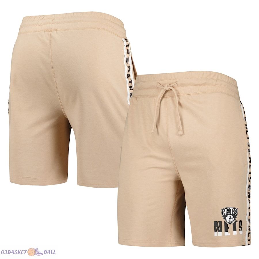 Men's Brooklyn Nets Concepts Sport Tan Team Stripe Shorts