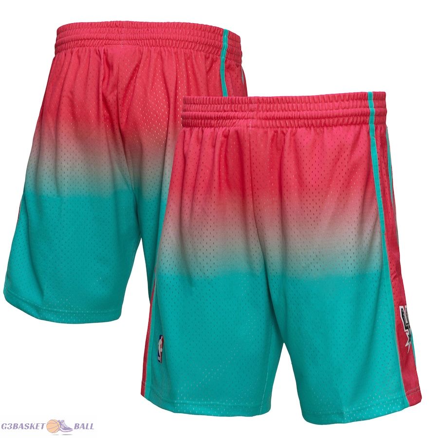 Men's San Antonio Spurs Mitchell & Ness Pink/Teal 1998/99 Hardwood Classics Fadeaway Reload 3.0 Swingman Shorts