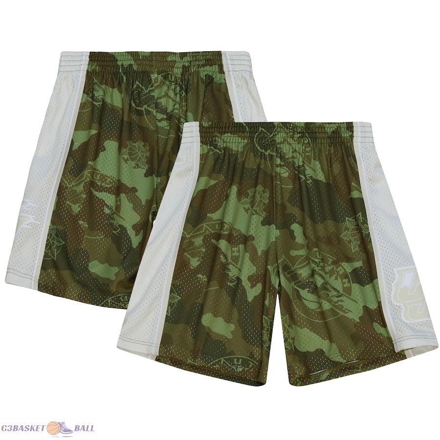 Men's Utah Jazz Mitchell & Ness Camo 1998-99 Hardwood Classics Ghost Green Swingman Shorts