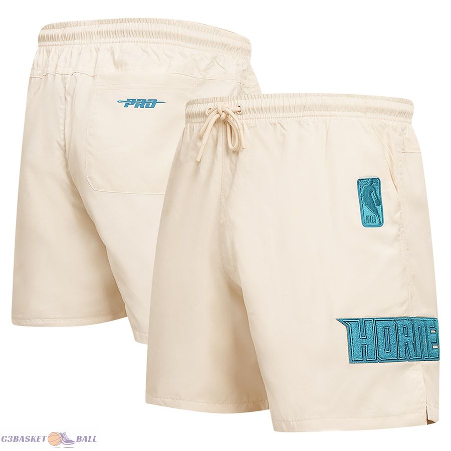 Men's Charlotte Hornets Pro Standard Cream Triple Tonal Woven Shorts