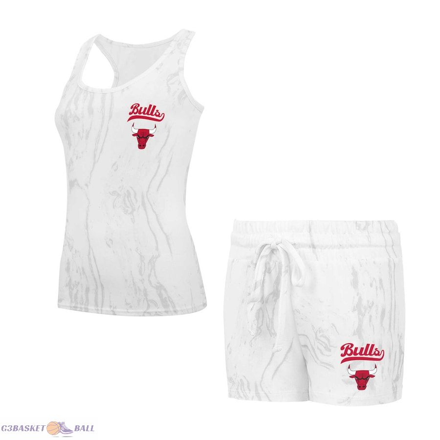 Women's Chicago Bulls Concepts Sport White Quartz Tank Top & Shorts Set