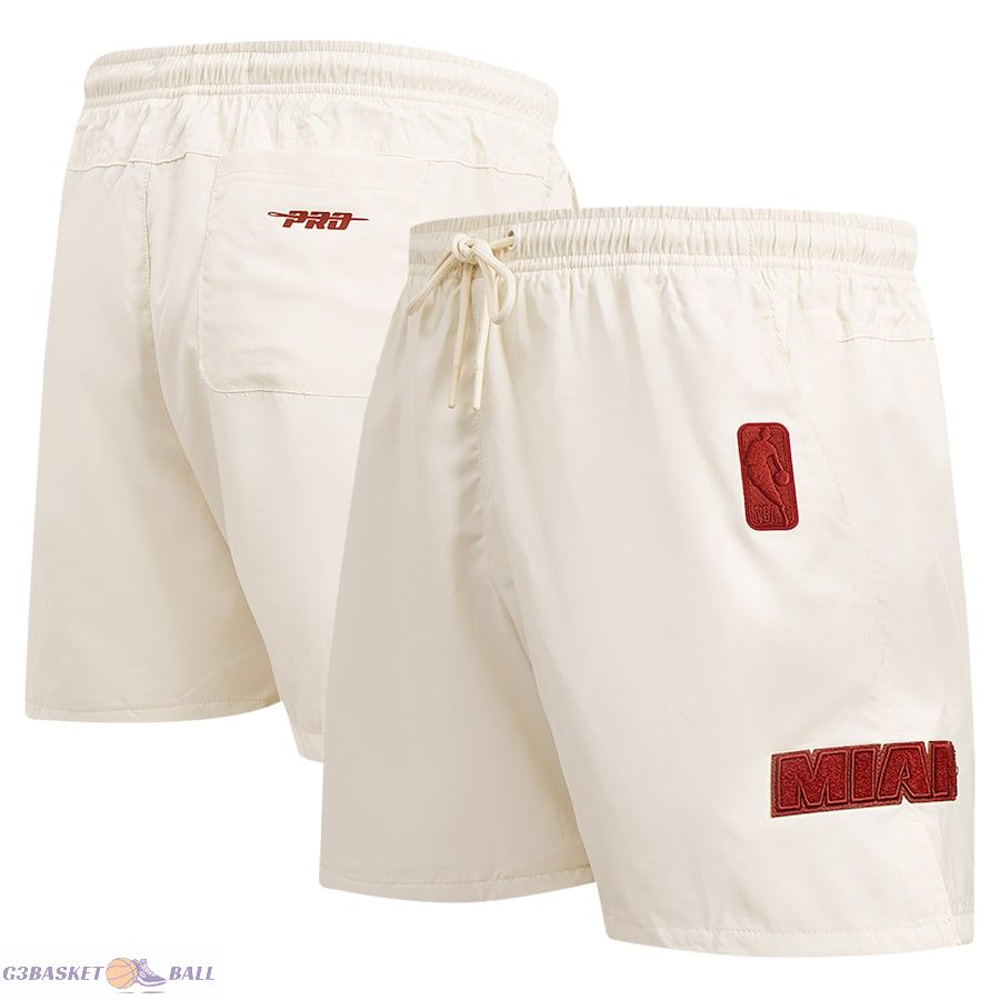 Men's Miami Heat Pro Standard Cream Triple Tonal Woven Shorts