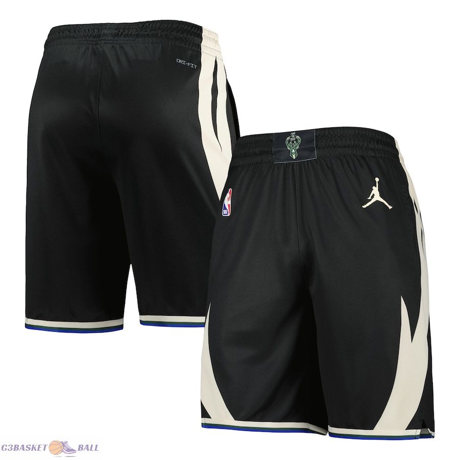 Men's Milwaukee Bucks Jordan Brand Black 2022/2023 Statement Edition Swingman Performance Shorts