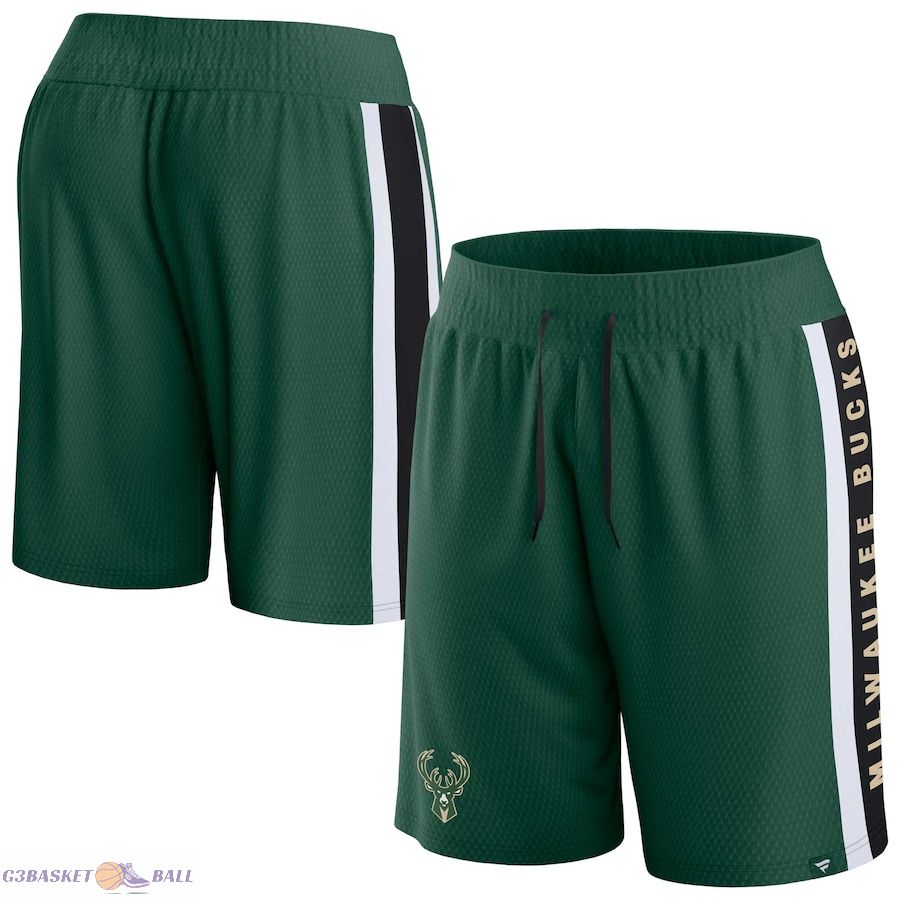 Men's Milwaukee Bucks Fanatics Hunter Green Referee Iconic Mesh Shorts