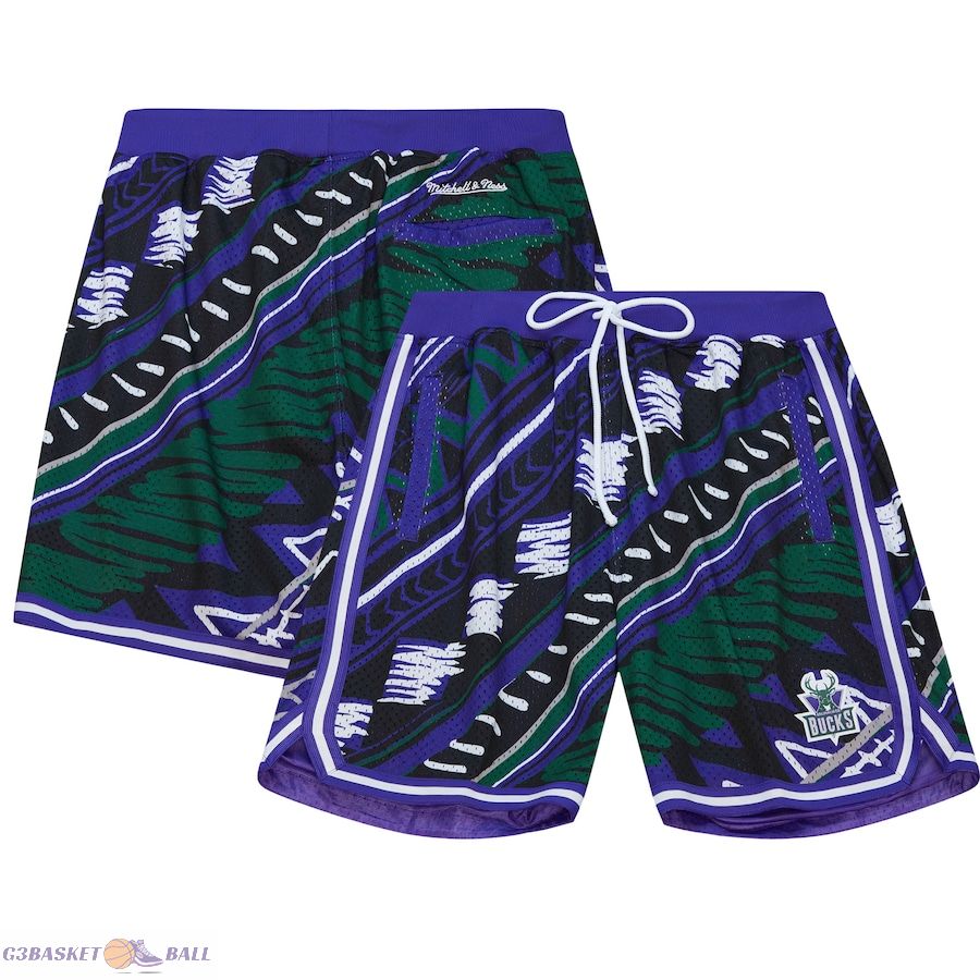 Men's Milwaukee Bucks Mitchell & Ness Purple Game Day Pattern Shorts