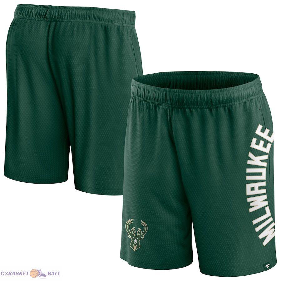 Men's Milwaukee Bucks Fanatics Hunter Green Post Up Mesh Shorts