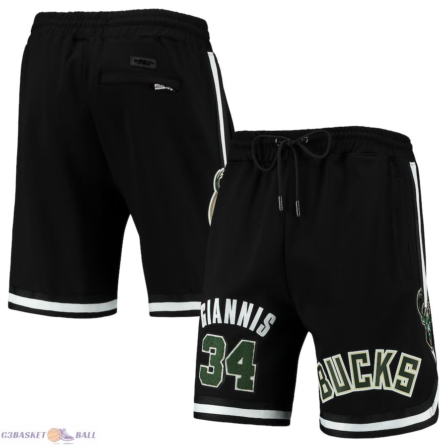 Men's Milwaukee Bucks Giannis Antetokounmpo Pro Standard Black Player Replica Shorts