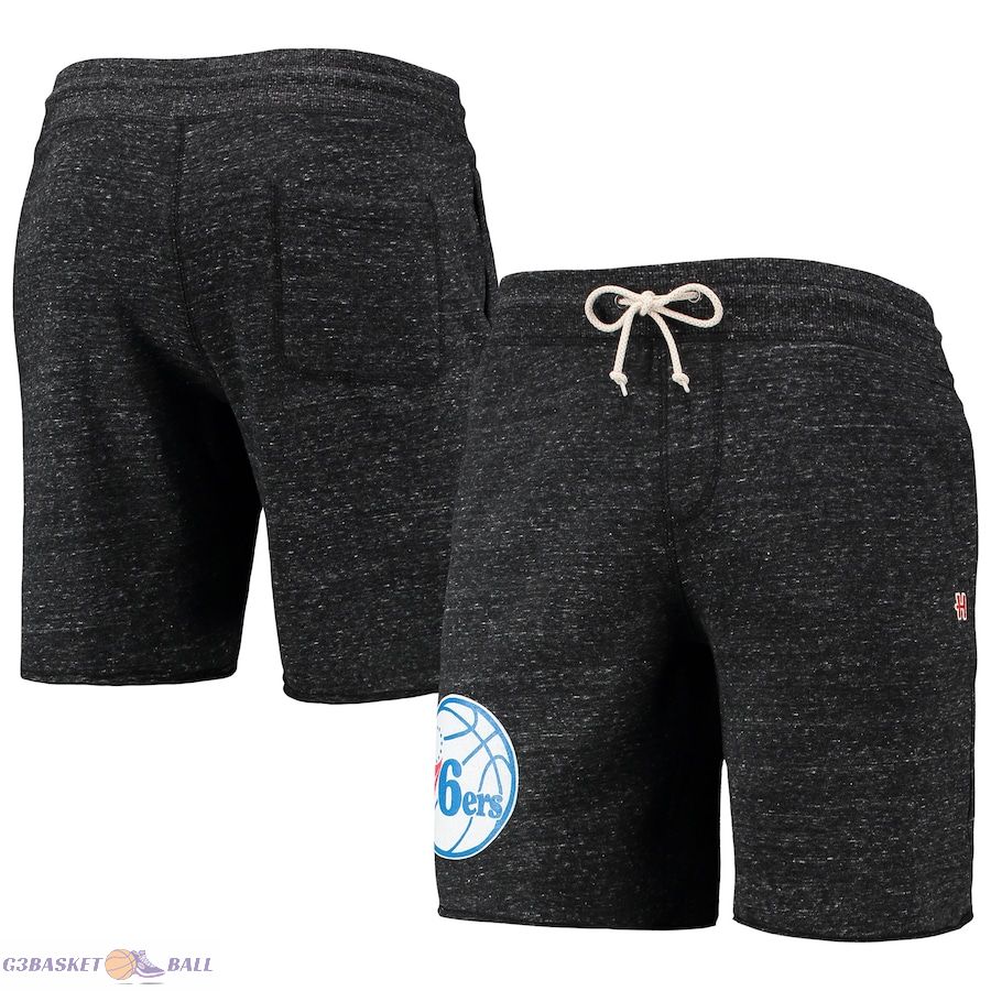 Men's Philadelphia 76ers Homage Charcoal Primary Logo Tri-Blend Sweat Shorts