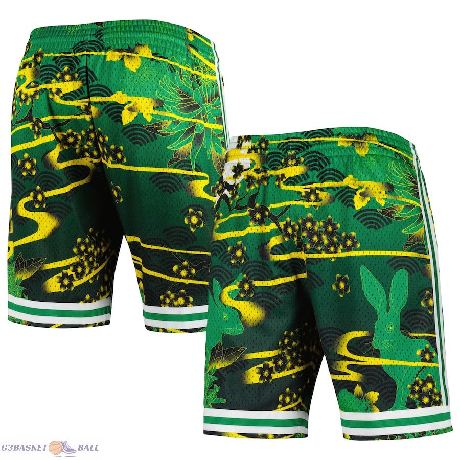 Men's Boston Celtics Mitchell & Ness Kelly Green Lunar New Year Swingman Shorts