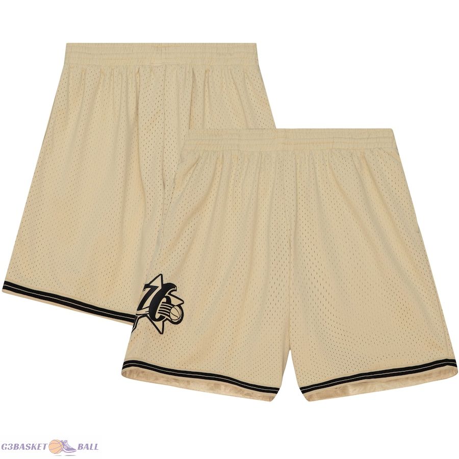 Men's Philadelphia 76ers Mitchell & Ness Khaki 2000-01 Hardwood Classics Swingman Shorts