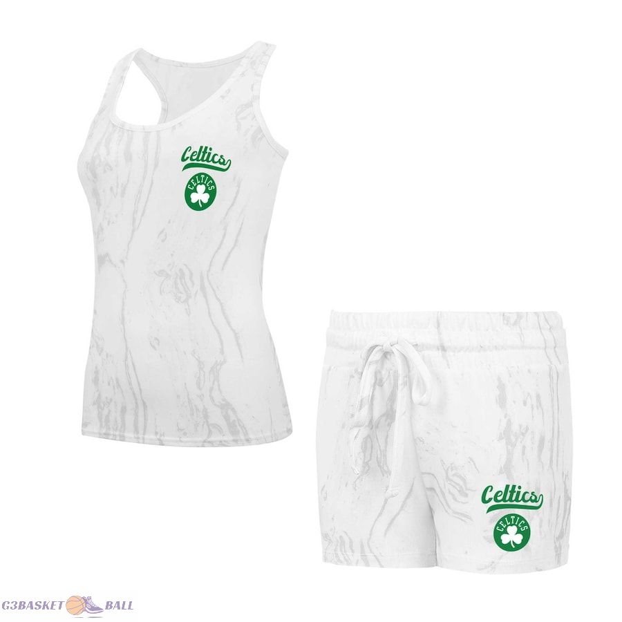 Women's Boston Celtics Concepts Sport White Quartz Tank Top & Shorts Set