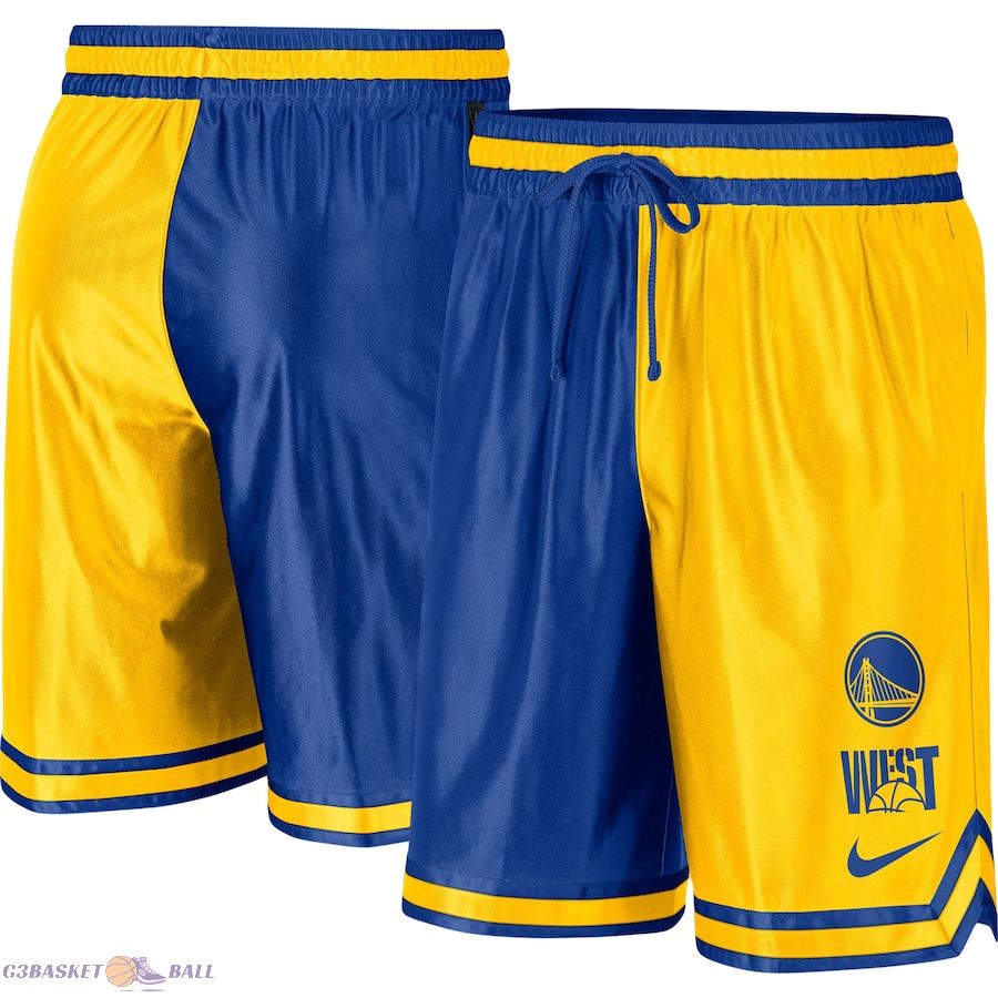 Men's Golden State Warriors Gold/Royal Courtside Versus Force Split DNA Performance Shorts