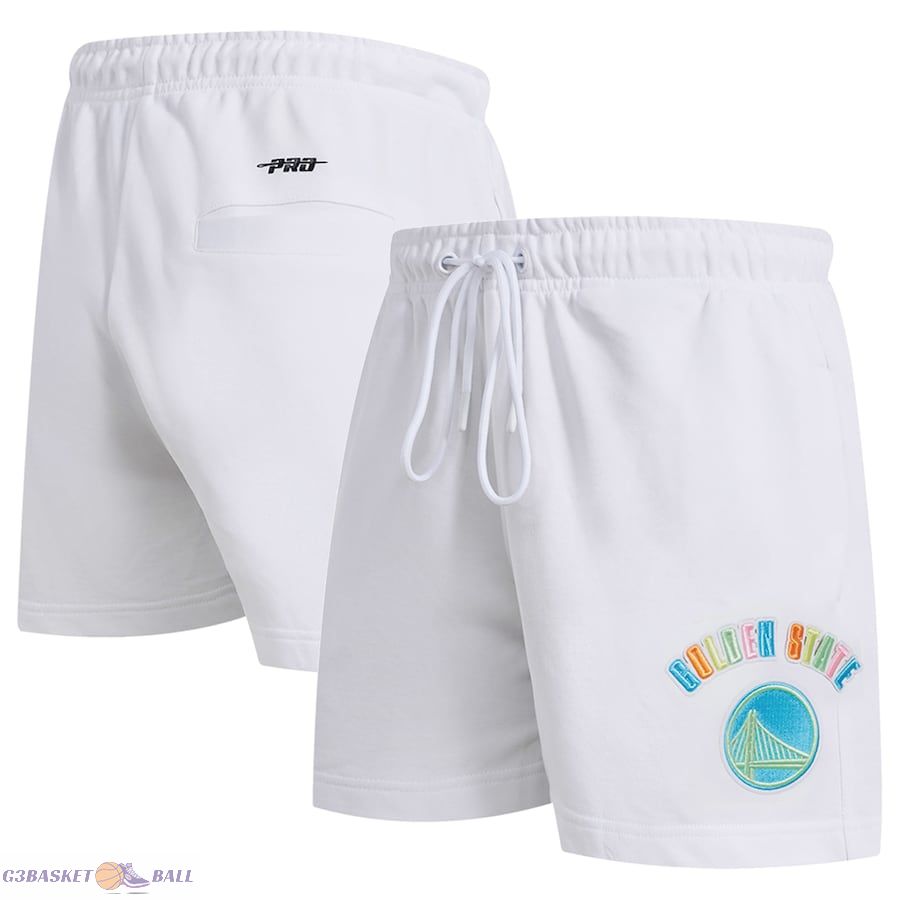 Men's Golden State Warriors Pro Standard White Washed Neon Shorts