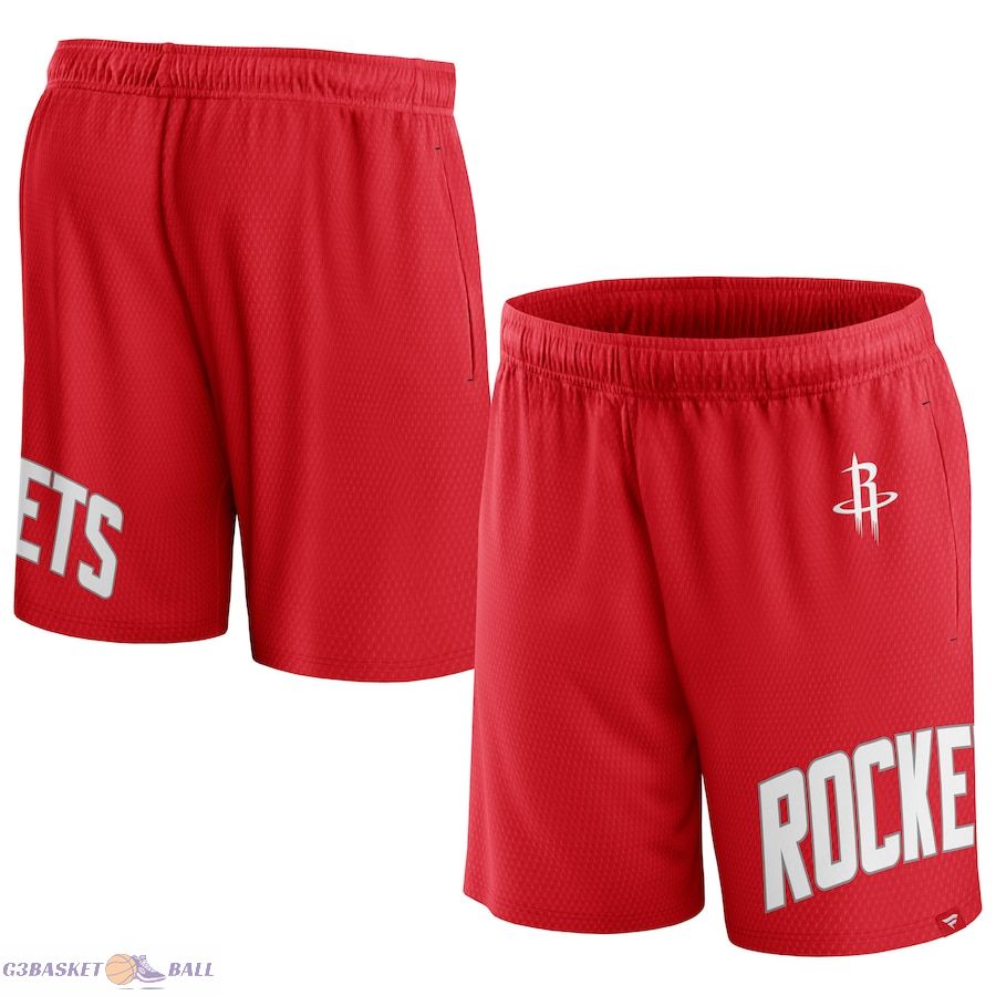 Men's Houston Rockets Fanatics Red Free Throw Mesh Shorts